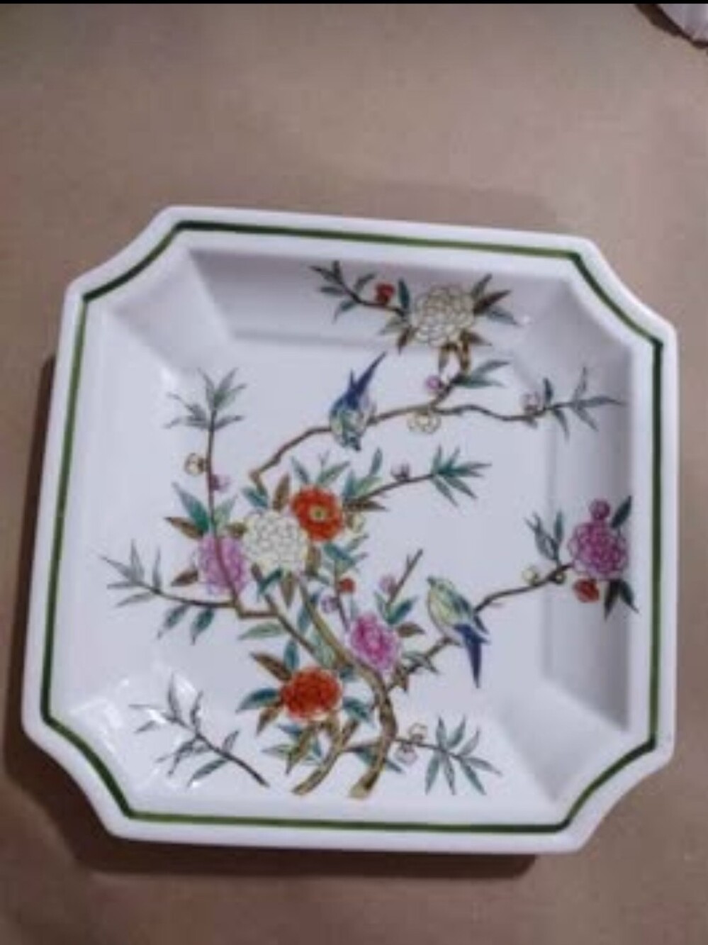 Andrea by Sadek Japanese porcelain square plate #9914